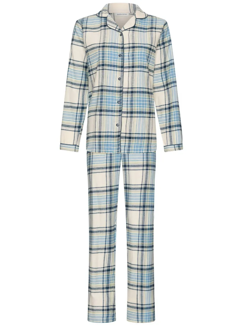 Pastunette Frosty Checks flanel pyjamaset lichtblauw/ecru, foto 2