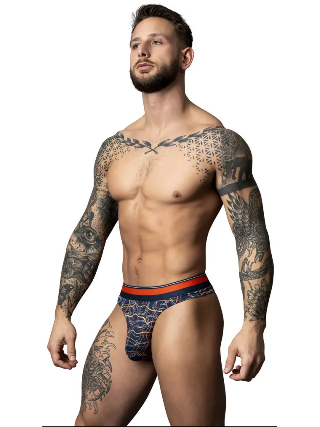 Male Power Tanga - Marine Marmer