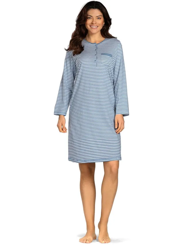 Comtessa Nachthemd 'Stars and Dreams' - Dames Nachtmode - Lange Mouw - Blauw