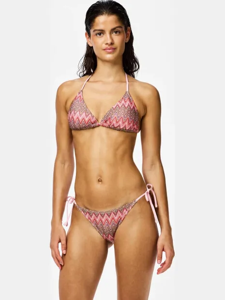 Pieces Dames strik brazilian bikini slip pcada roze golven print