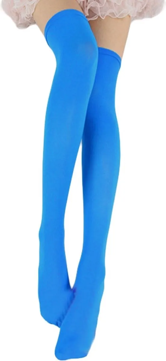 Jumada 's - Blauwe Overknee Sokken - 54CM Lange Kousen - Stijlvolle Kniesokken in Overknee Design