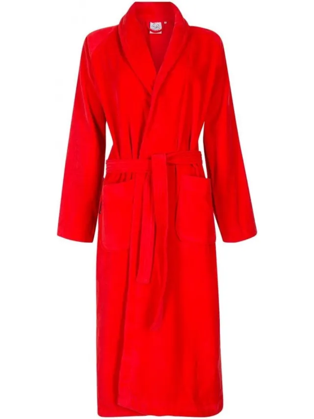 Badrock Badjas rood- 100% katoen badjas - badjas voor dames - badjas voor heren - rode saunabadjas - unisex - sjaalkraag