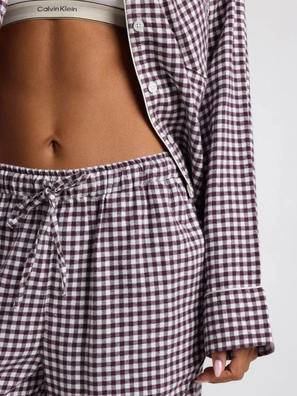 America Today flanel pyjamabroek - donkerrood/wit, foto 4