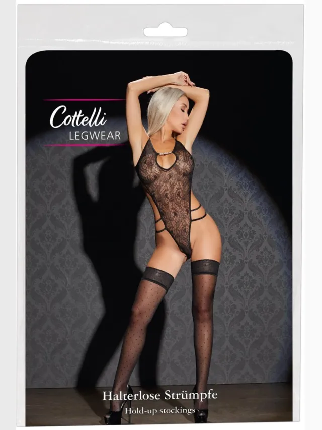 Cottelli Hold-up Kousen Dots 4 Zwart