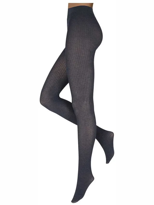 morethansocks Dames Panty - Panty's - 2 x 2 rib - Modal - Maat S t/m XXL - Ultrazacht - Luxe dames panty - Panty dames - Kousenbroek dames denim jeans melange