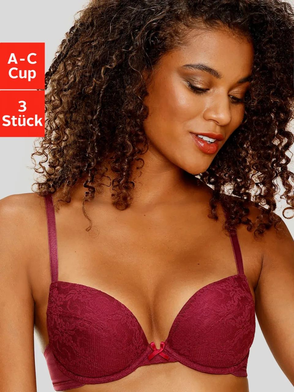 push-upbeha set van 3 wit roze braamrood wit+roze+braamrood