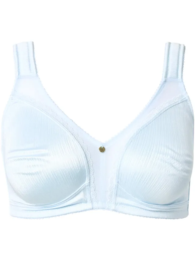 Ulla Popken Dames - Minimizer-beha satijn kant zonder beugel - Blauw