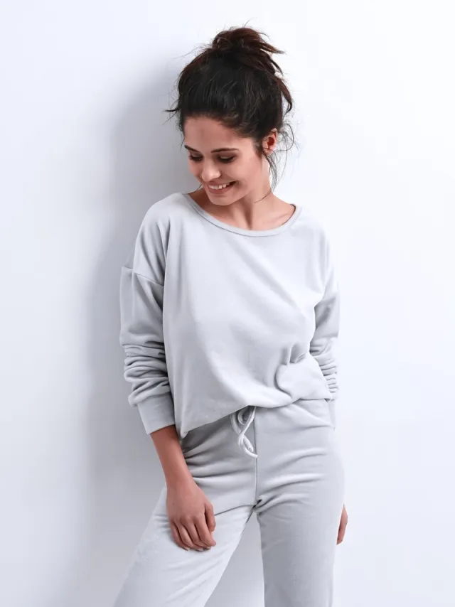 S& Sensis Sensis Warme Winter Pyjama Dames Volwassenen Lange Mouw Lange Broek Silver Grijs