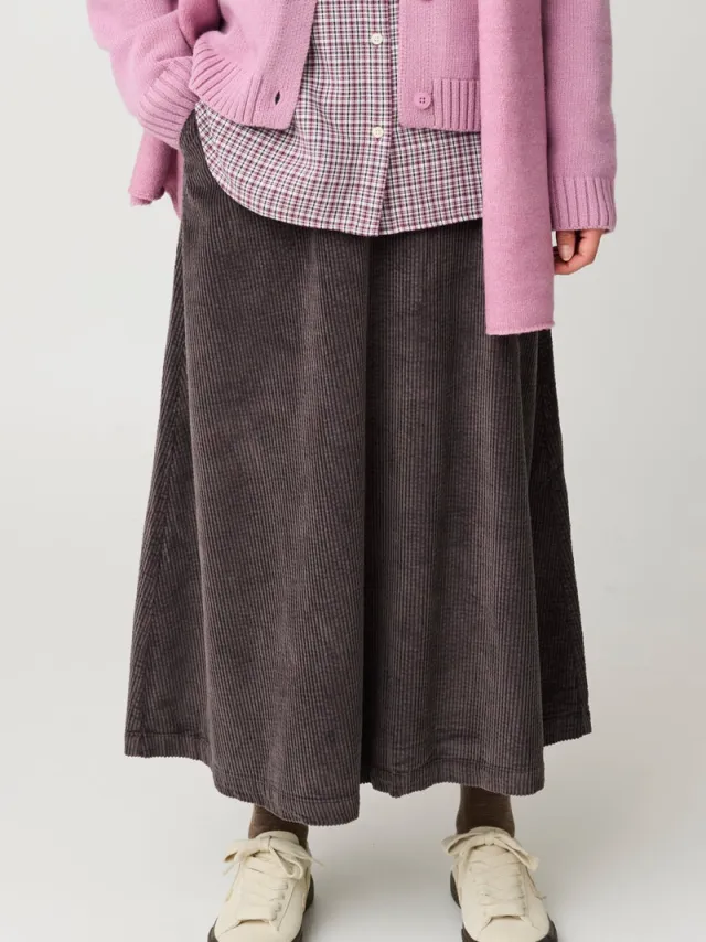 KnowledgeCotton Apparel dames vegan Rok Corduroy Chocolate Torte Bruin