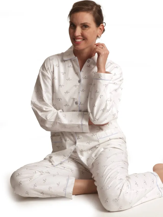 Lunatex dames pyjama flanel - Vos - ivoor Ivoor, vos