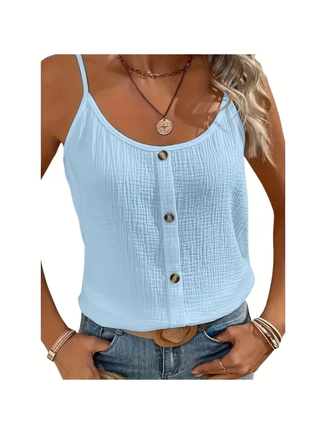 Currero Topje Dames - Top Kleding - Shirt - Blouse - Kort - Volwassen - Lichtblauw