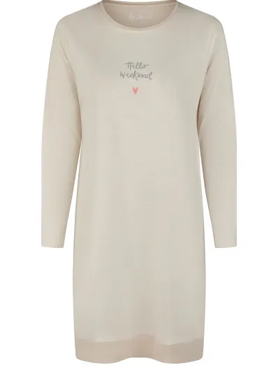 By Louise Dames nachthemd lange mouw gestreept Beige