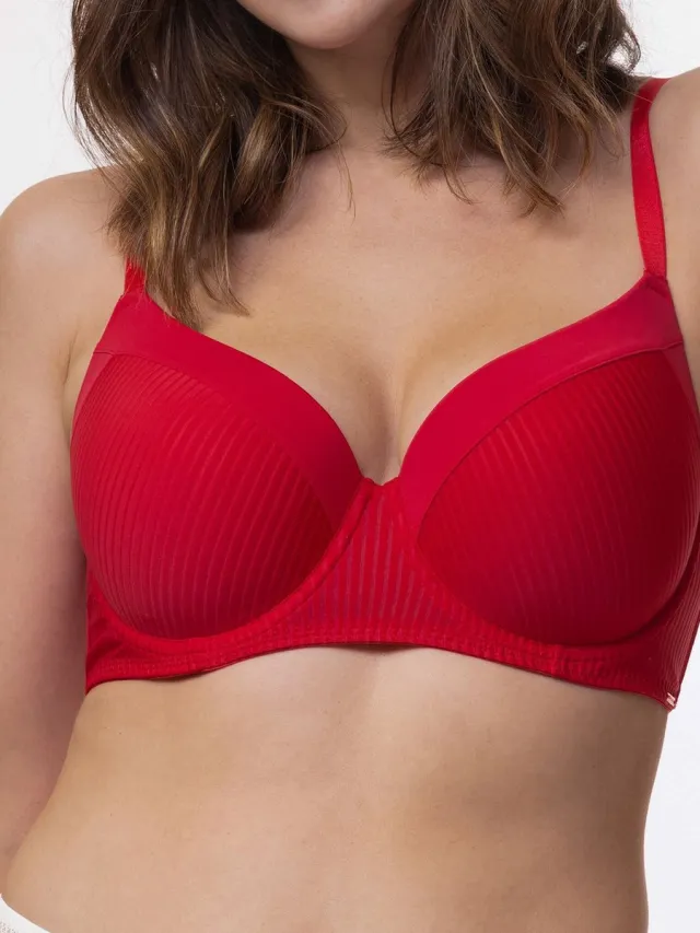 Dorina BH Carmen - T-shirt BH - Beugelbh - Lichte vulling - Glad - Zachte pasvorm - 100E - Rood