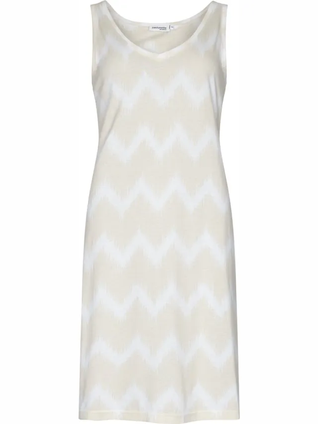 Pastunette Dames Nachthemd Pastunette Premium - Sketchy Waves - Mouwloos - Katoen/Modal Beige
