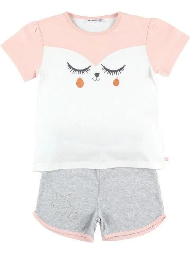 Noukie's Pyjama - Poes - Meisje - Roze - 6 jaar 116 wit rose grijst