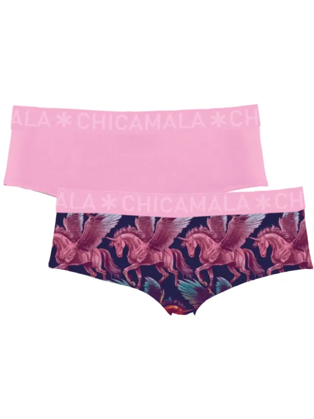 briefs 2-pack roze en eenhoornprint