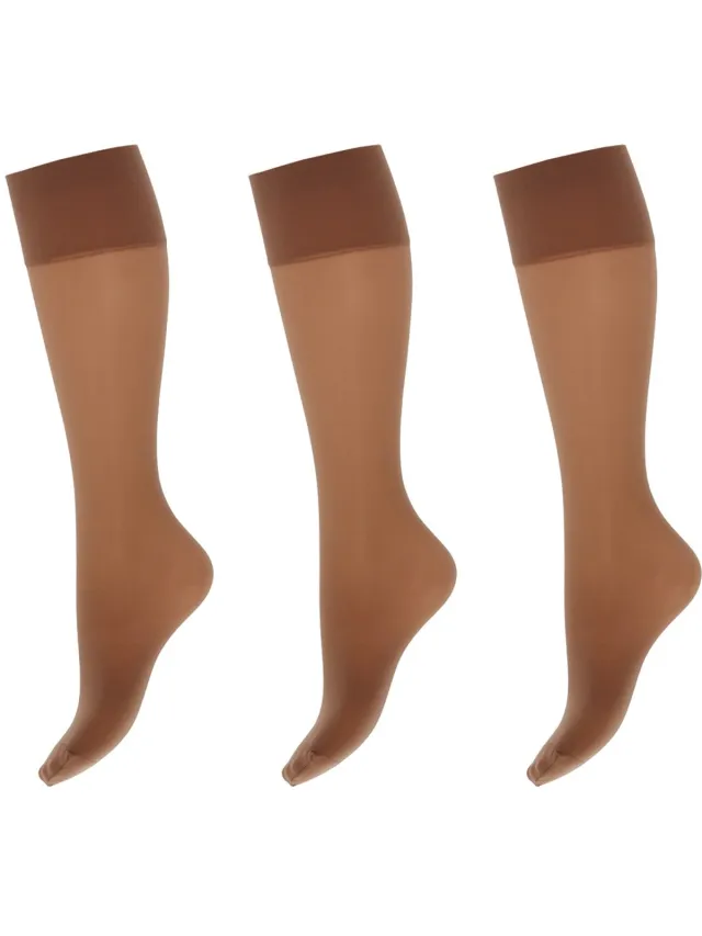 Marianne Dames Kneehighs Support Lycra Panty - 40Den - 3-Pack-38 - Muscat Muskaat