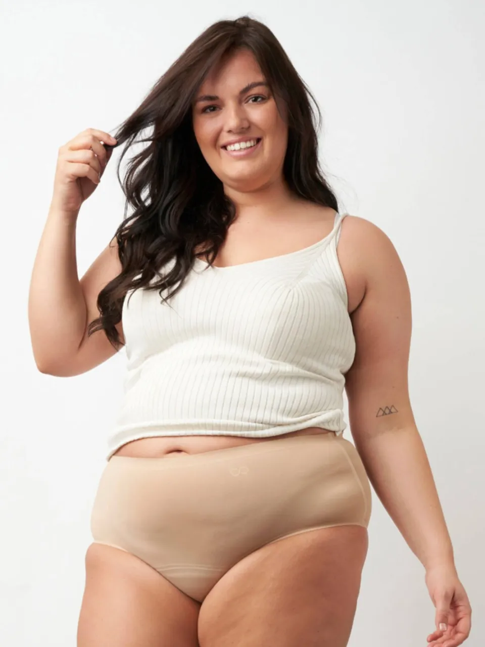 Moodies Undies sterk absorberende seamless high waist menstruatieslip beige