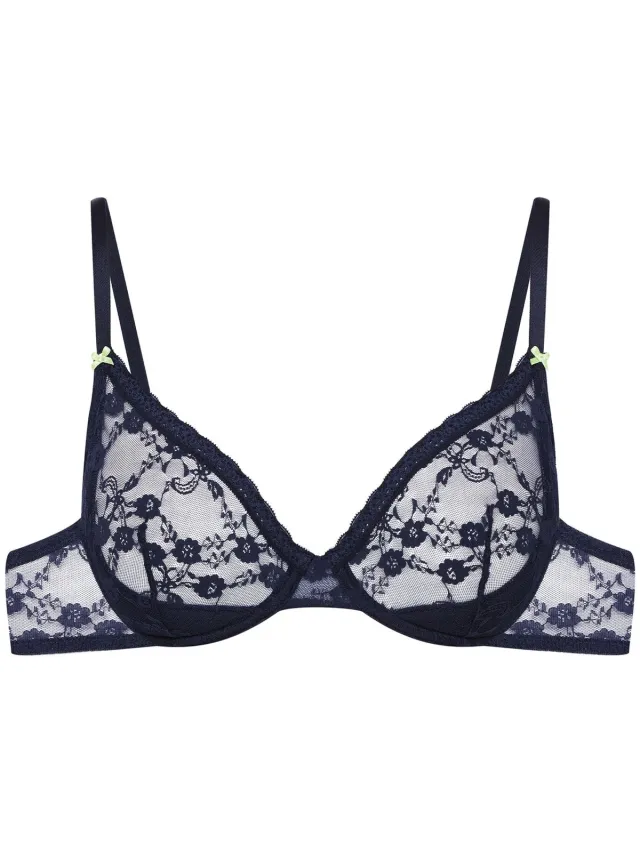 Bloovii Selina - Zachte beha - Marineblauw - Bloemkant Marineblauw;Groen