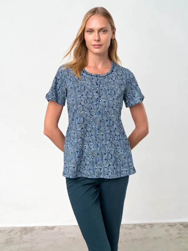 Vamp! Vamp - Pyjama met korte mouwen - 100% katoen blauw