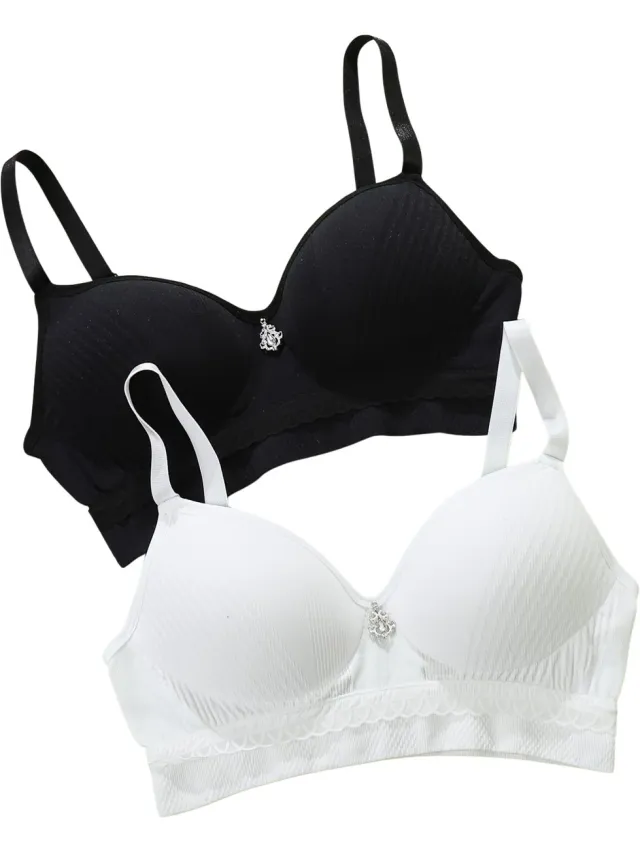 Currero BH Zonder Beugel - Strapless - Zonder Bandjes - Met Voorsluiting - Push-up Bh's - Comfort Beha - Comfortabel - Grote Sluiting - Zwart + Wit