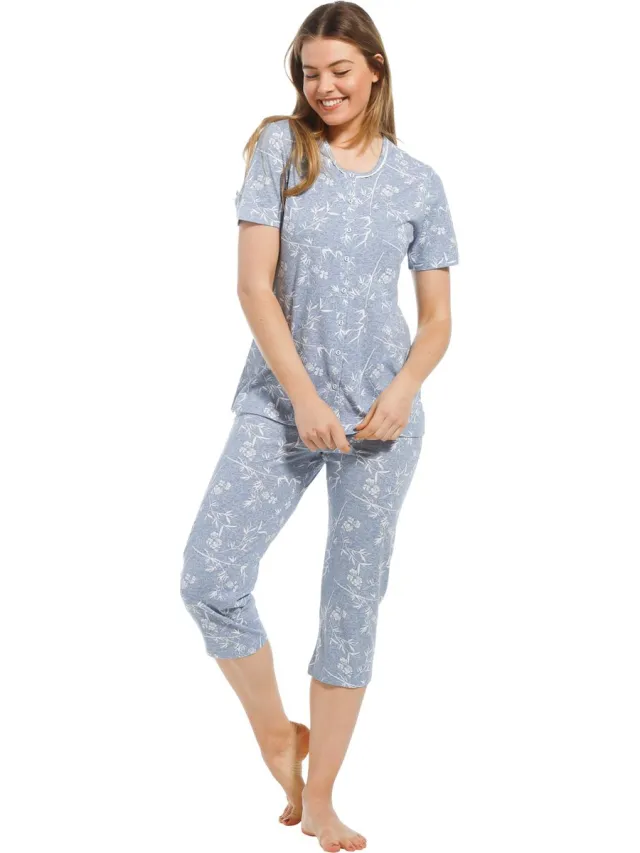 Pastunette Bamboo leaves - Dames Pyjamaset - Blauw