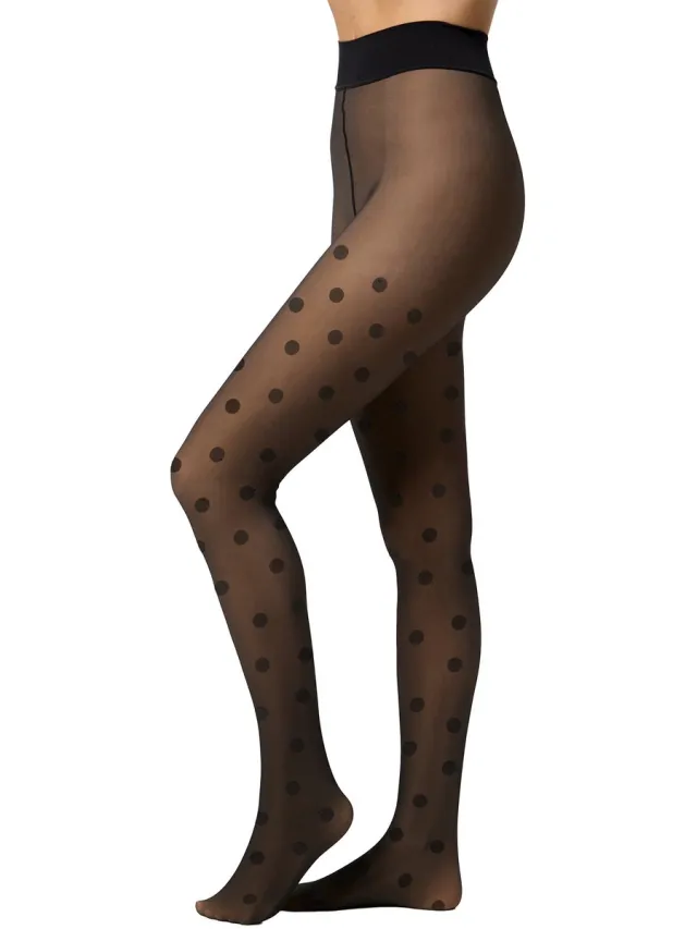 nur die Feinstrumpfhose Warm & Transparent strapazierfähig 80 DEN Print Punktedesign