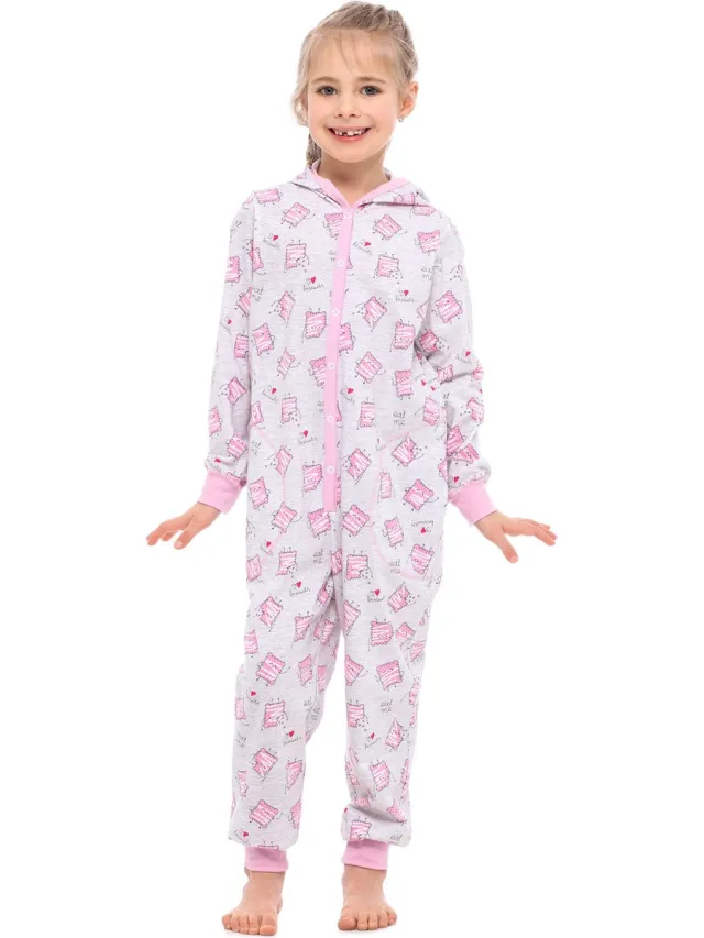 Merry Style Kinder Pyjama - ronde hals - lange mouwen - lange broek met zakken - Katoen - MS-MS10-223-PJ - Melange Kekse - 122-128