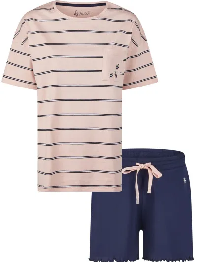 By Louise Dames korte pyjama set shortama roze, foto 2