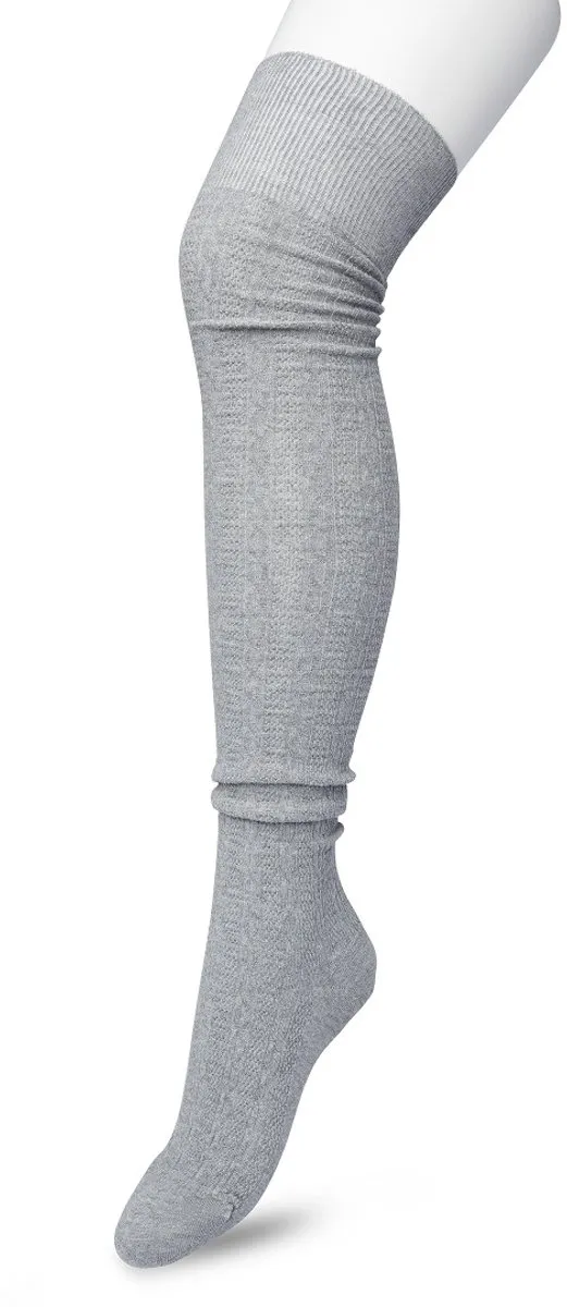 Bonnie Doon Bio Kabel Overknee kousen Dames Grijs - Klassiek Kabel patroon - Biologisch Katoen - Comfort - Classic Cable Overknee sokken - OEKO-TEX - Gladde Naden - Kniekousen - Duurzaam Huidvriendelijk - Medium Grey Heather - P53498.112