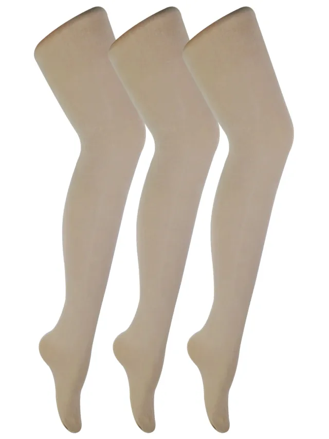 Sock Snob 3 paar dames gekleurde ondoorzichtige 80 denier panty's - Natuurlijk Beige
