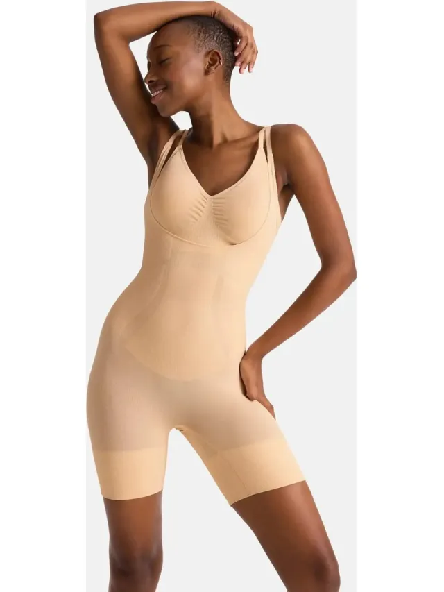 Dorina Corrigerende body met pijpjes naadloos - Absolute Sculpt - Naadloos shapewear bodysuit - Buik, taille en benen corrigerend -beige / XL - Beige
