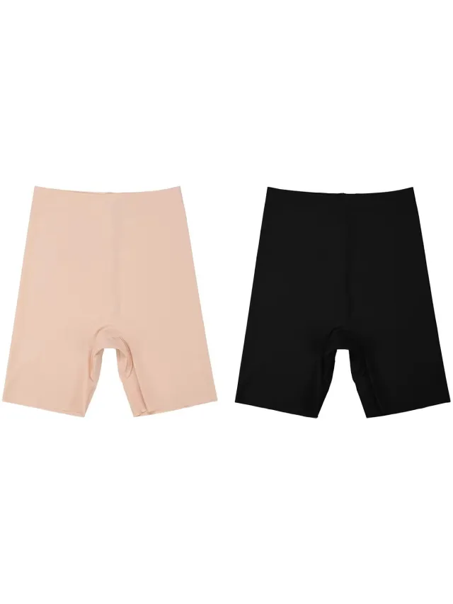 Mylinsé Set van 2 Shapewear Shorts – licht Corrigerende boxershorts Dames – Nude & Zwart – Naadloos Hoog Model – Maat M/L – Voor Onder Jurken & Rokjes - Fietsbroekjes - Bikershorts