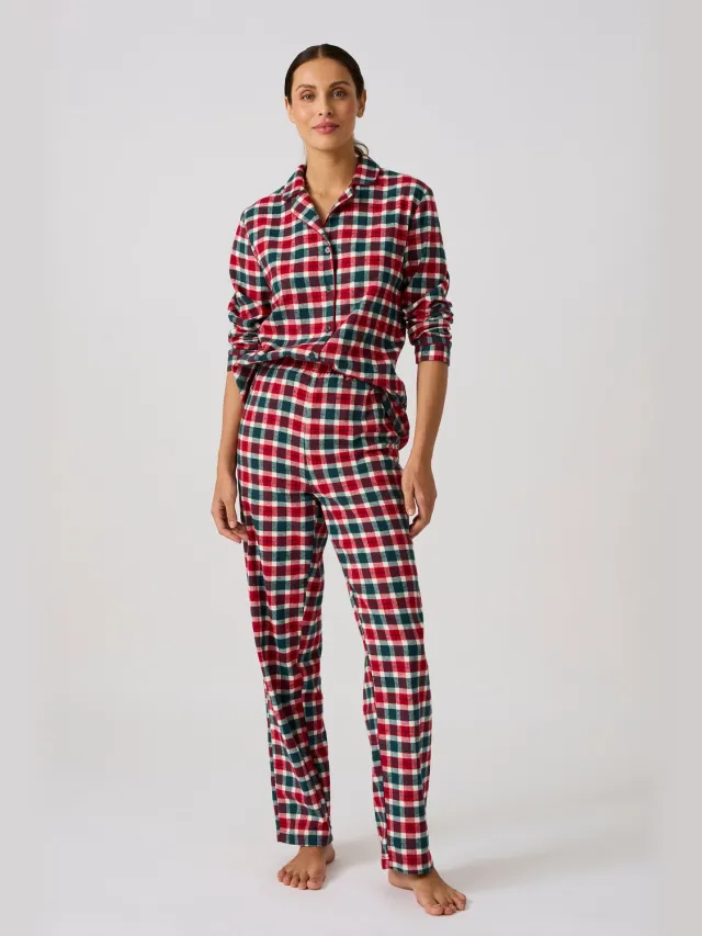 Damart Damespyjama van puur katoenen flanel - Dames - Veelkleurig - 46-48 (L)
