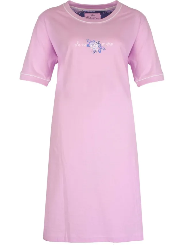 Medaillon Dames Nachthemd - Slaapkleed - Licht Lila paars