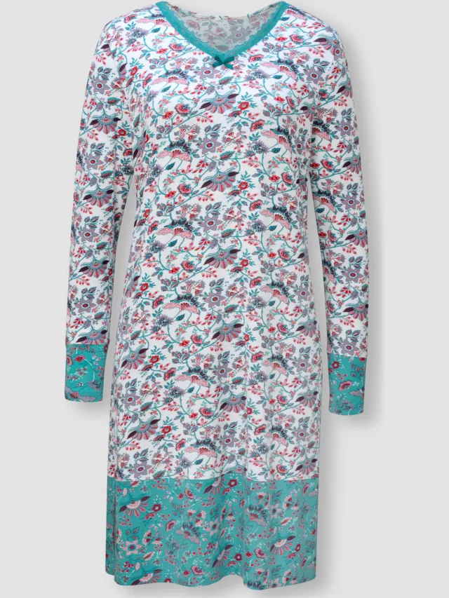 nachthemd ecru met bloemenprint, foto 2