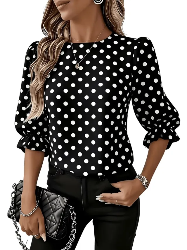 Currero Topje Dames Polkadots - Mouwloze Top - Singlet - Kleding - Shirt - Blouse - Kort - Volwassen - Zwarte Stippen
