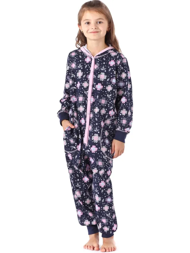 Merry Style Kinder Pyjama - ronde hals - lange mouwen - lange broek met zakken - Katoen - MS-MS10-223-PJ - Marine Blumen - 110-116