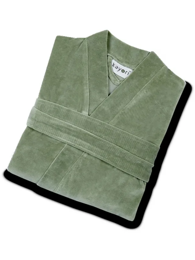 kayori Mori Badjas - Unisex - Biologisch Katoen - Olijfgroen - M - Kort