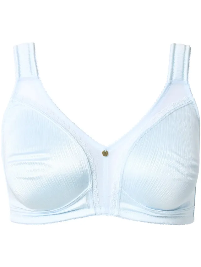 Ulla Popken Dames - Minimizer-beha satijn kant zonder beugel - Blauw