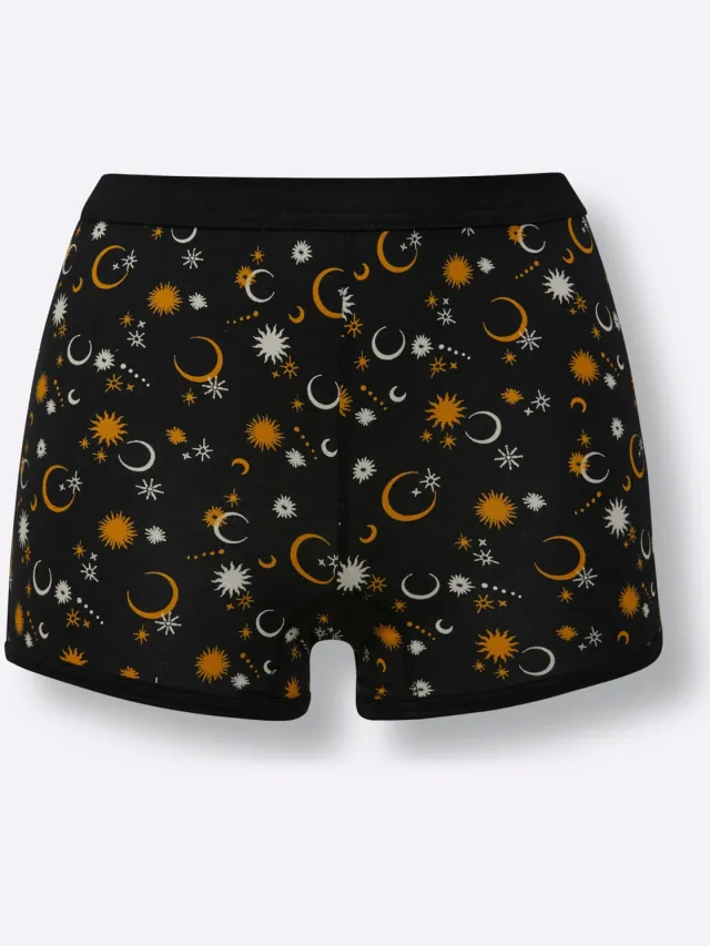 Panty zwart geprint
