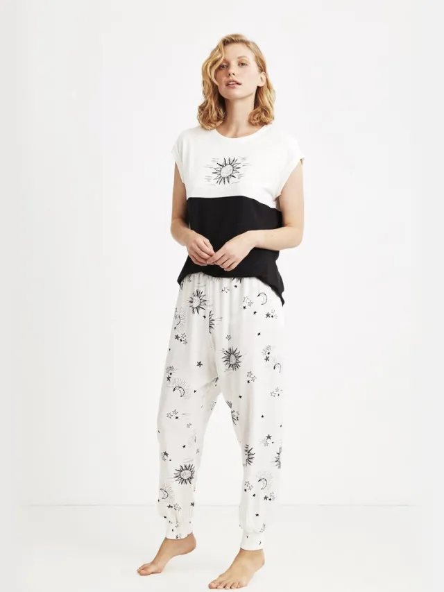 Catherine's Dames Pyjama Set, Korte Mouwen Wit