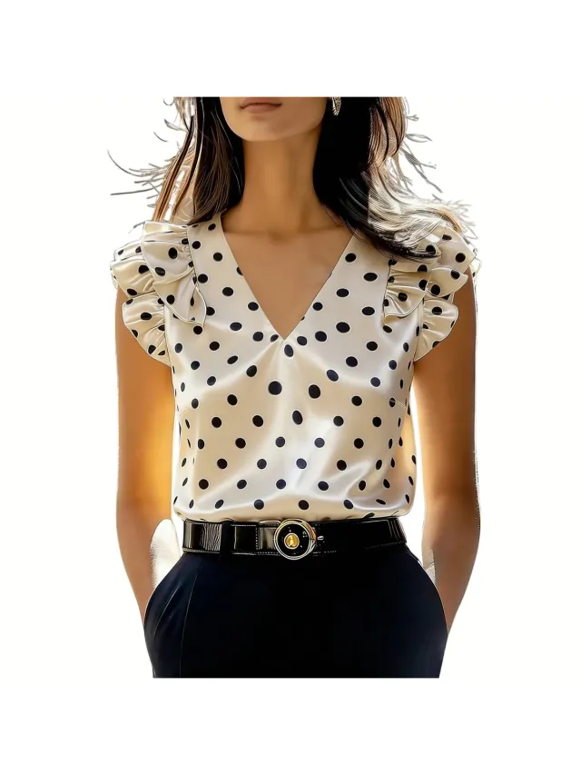 Currero Topje Dames Polkadots - Mouwloze Top - Singlet - Kleding - Shirt - Blouse - Kort - Volwassen - Meerkleurig