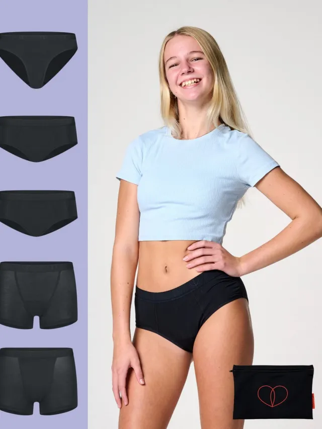 moodies period undies Moodies menstruatie ondergoed - bundel bamboe 5 stuks-170 (S) Zwart