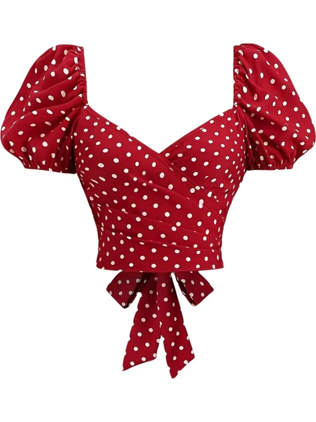 Currero Topje Dames Polkadots - Mouwloze Top - Singlet - Kleding - Shirt - Blouse - Kort - Volwassen - Rood