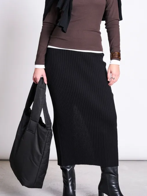 JAN N JUNE dames vegan Gebreide Rok Ebba Zwart, foto 2
