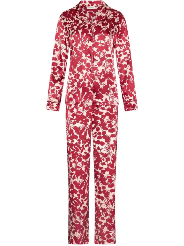 Pastunette Premium - Scarlet Bloom - Pyjama - Doorknoop - Satijn - Rood/Ecru