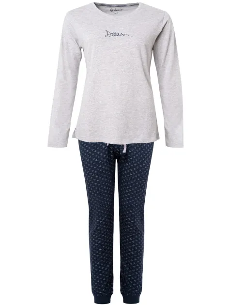 By Louise Essential dames pyjama set lang katoen grijs, foto 2