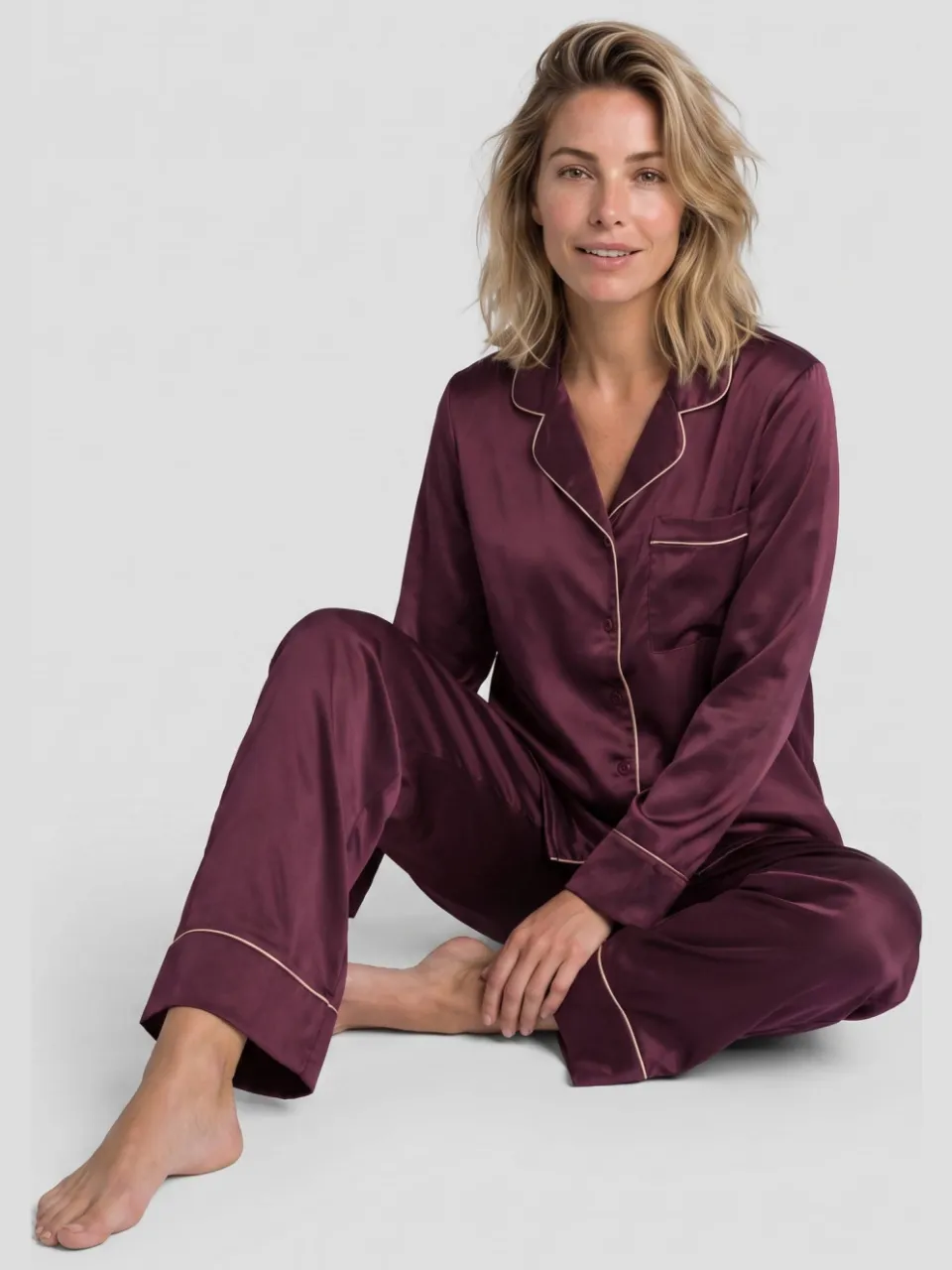 Dreamcovers satijnlook pyjamaset bordeaux