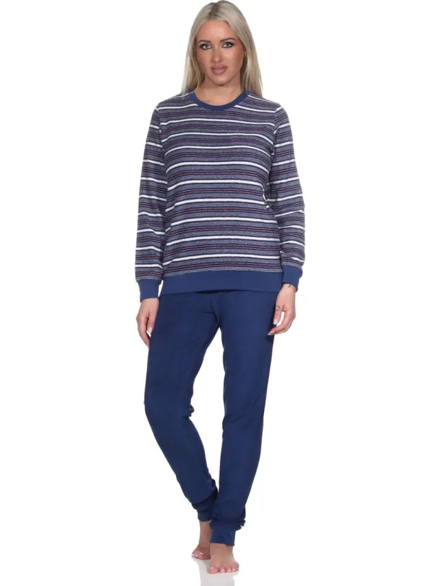Normann dames pyjama badstof 73172 - Blauw - M 40/42